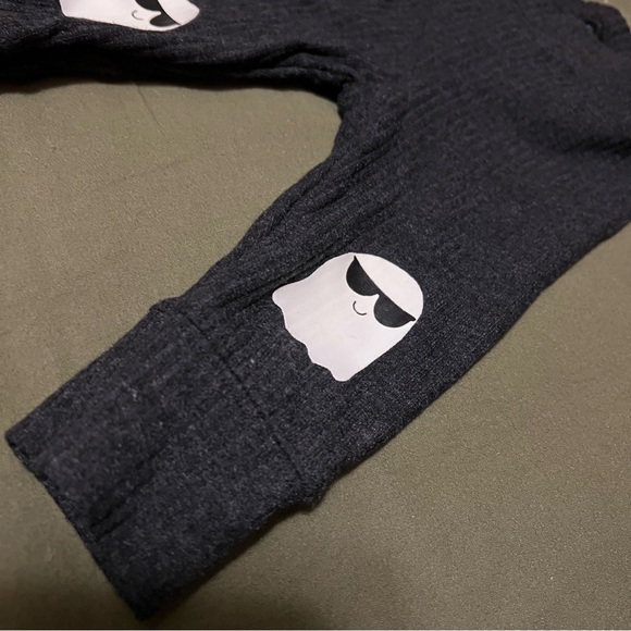 Grey Ribbed Infant Ghost Knee Patch Leggings - Picture 2 of 2